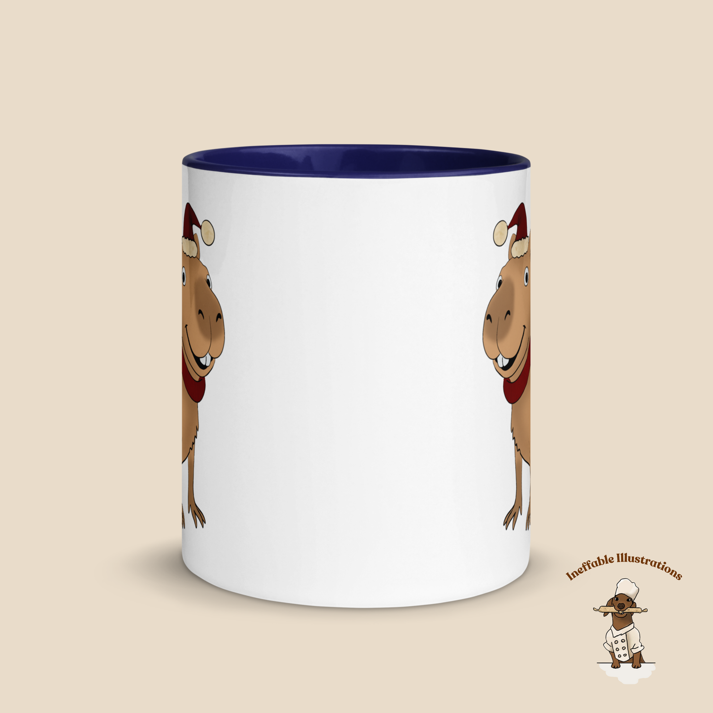 Christmas Jolly Capybara Mug with Santa Hat
