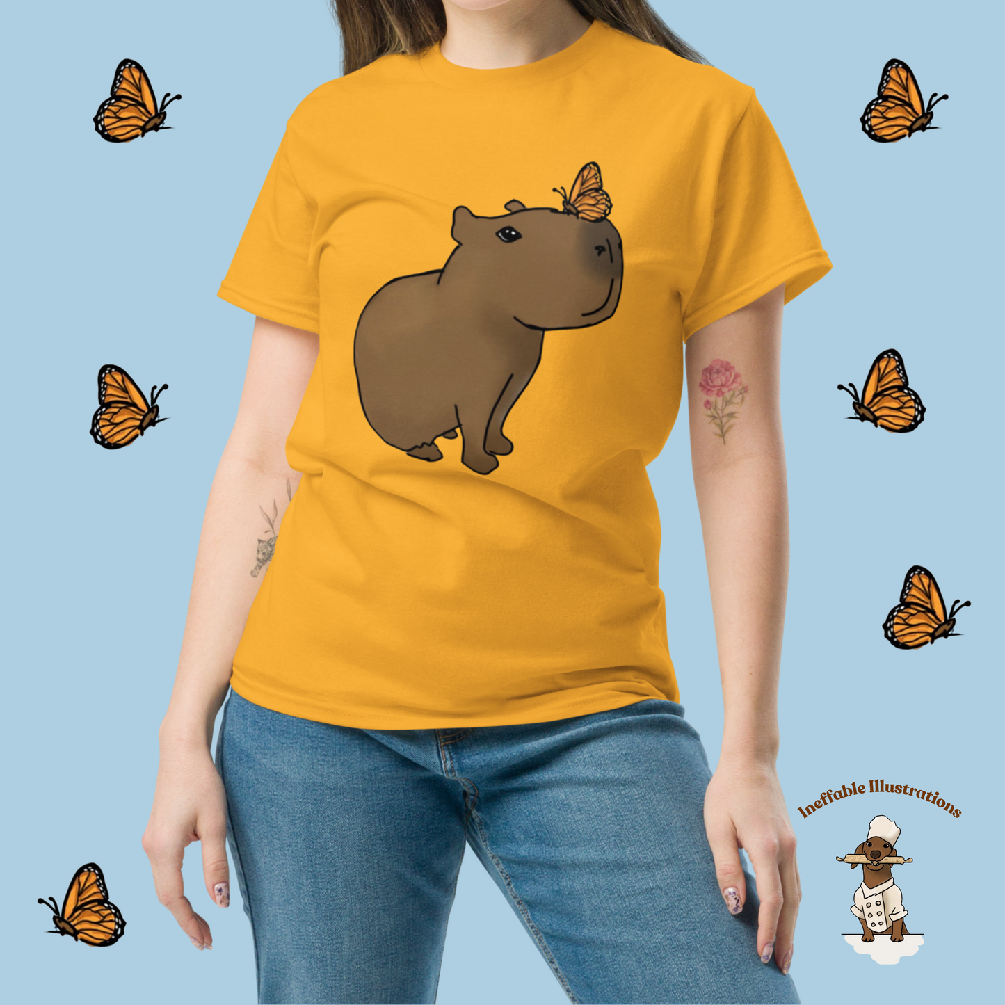 Shirt. Hand-Drawn Cute Capybara Jolly Shirt - 100% Cotton Unisex Shirt for Trendy Streetwear Looks