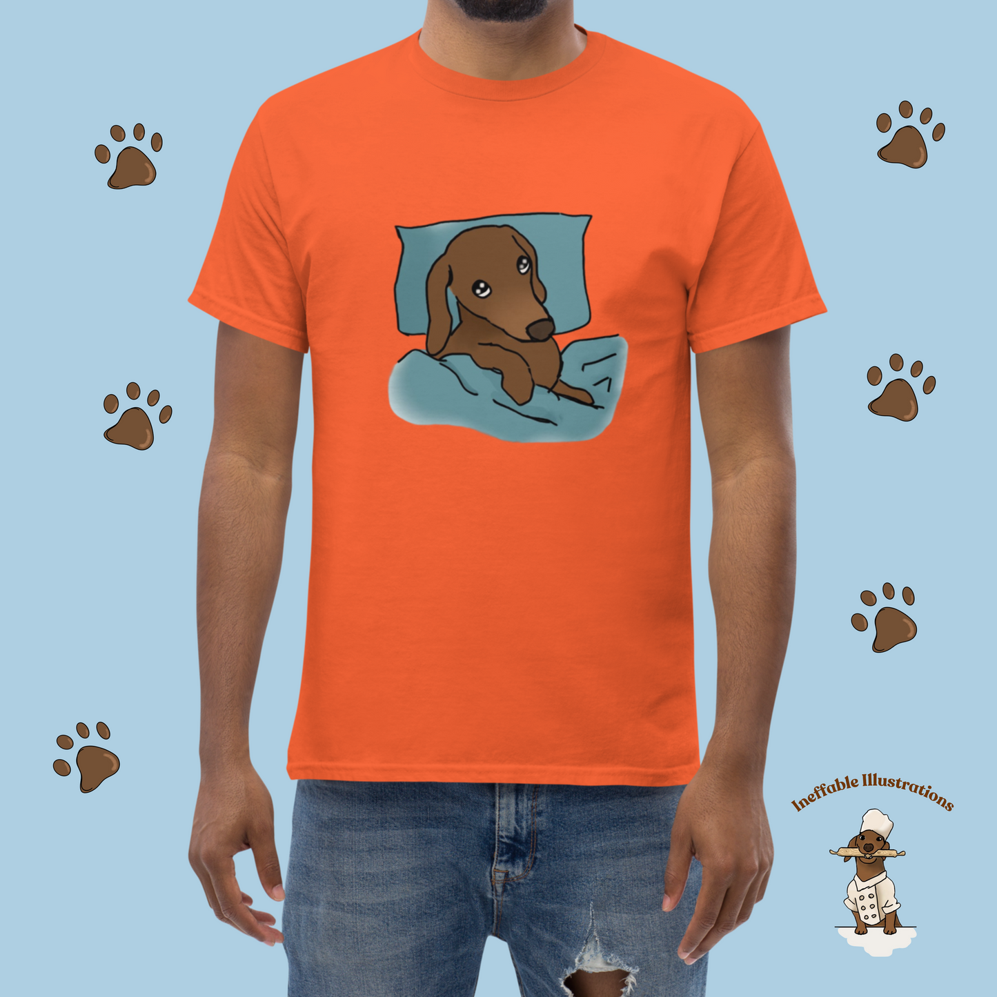 Shirt. Sleepy Dachshund Oliver Unisex Classic Tee, Cute Dog Lover Shirt, Funny Pet Gift, Comfortable Casual Wear for Dog Owners