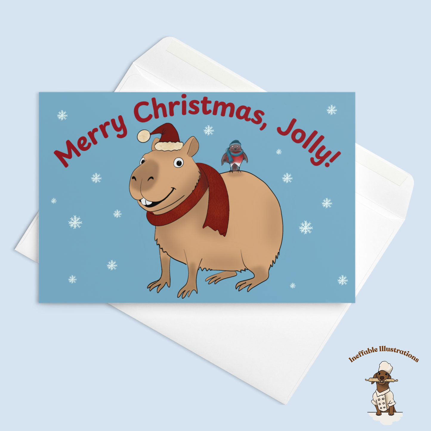 Personalized Christmas Greeting Card with Jolly the Capybara