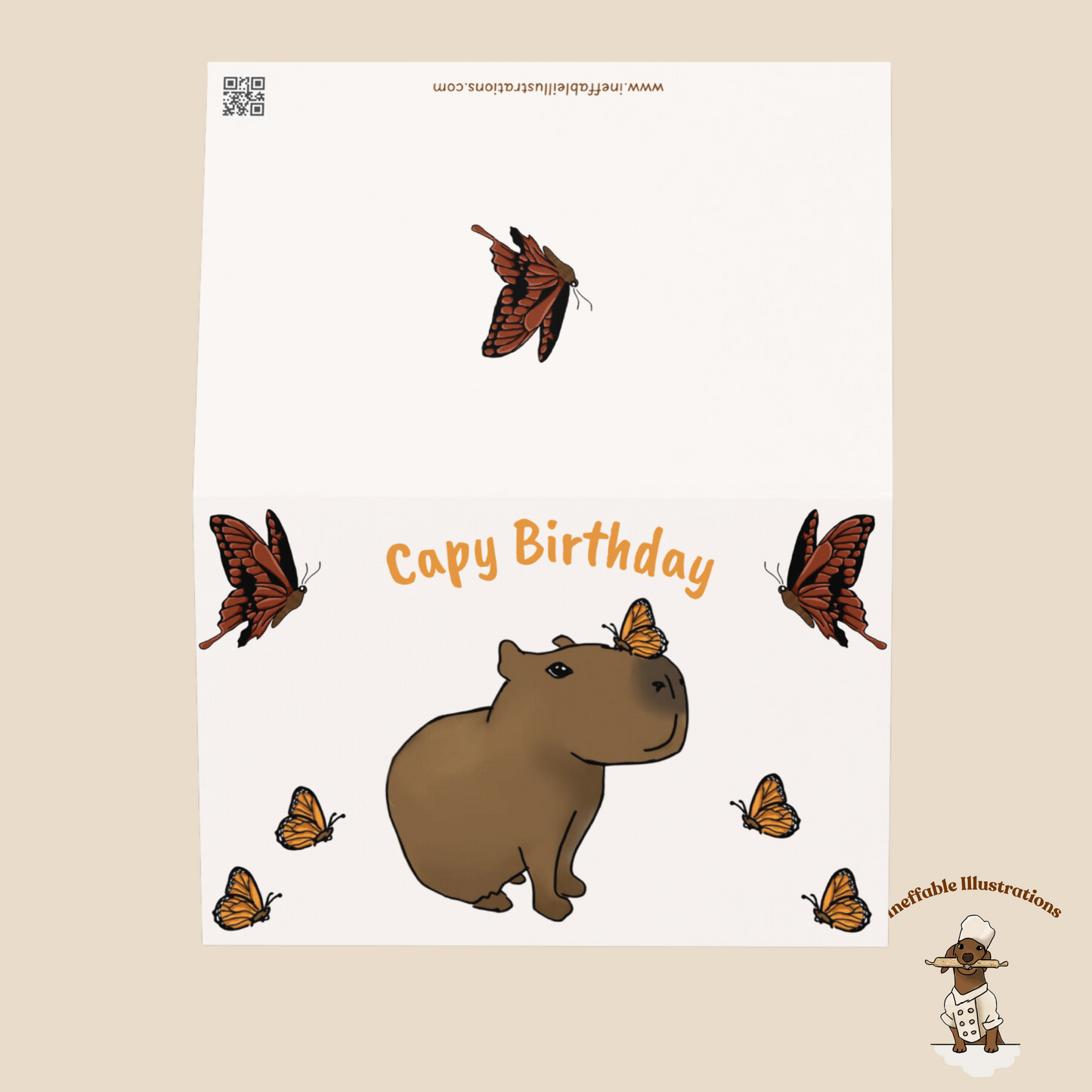 Capybara Birthday Card: Capybara Jolly Design with Butterflies, Cute Animal Greeting Card for Friends & Family, Unique Birthday Wishes