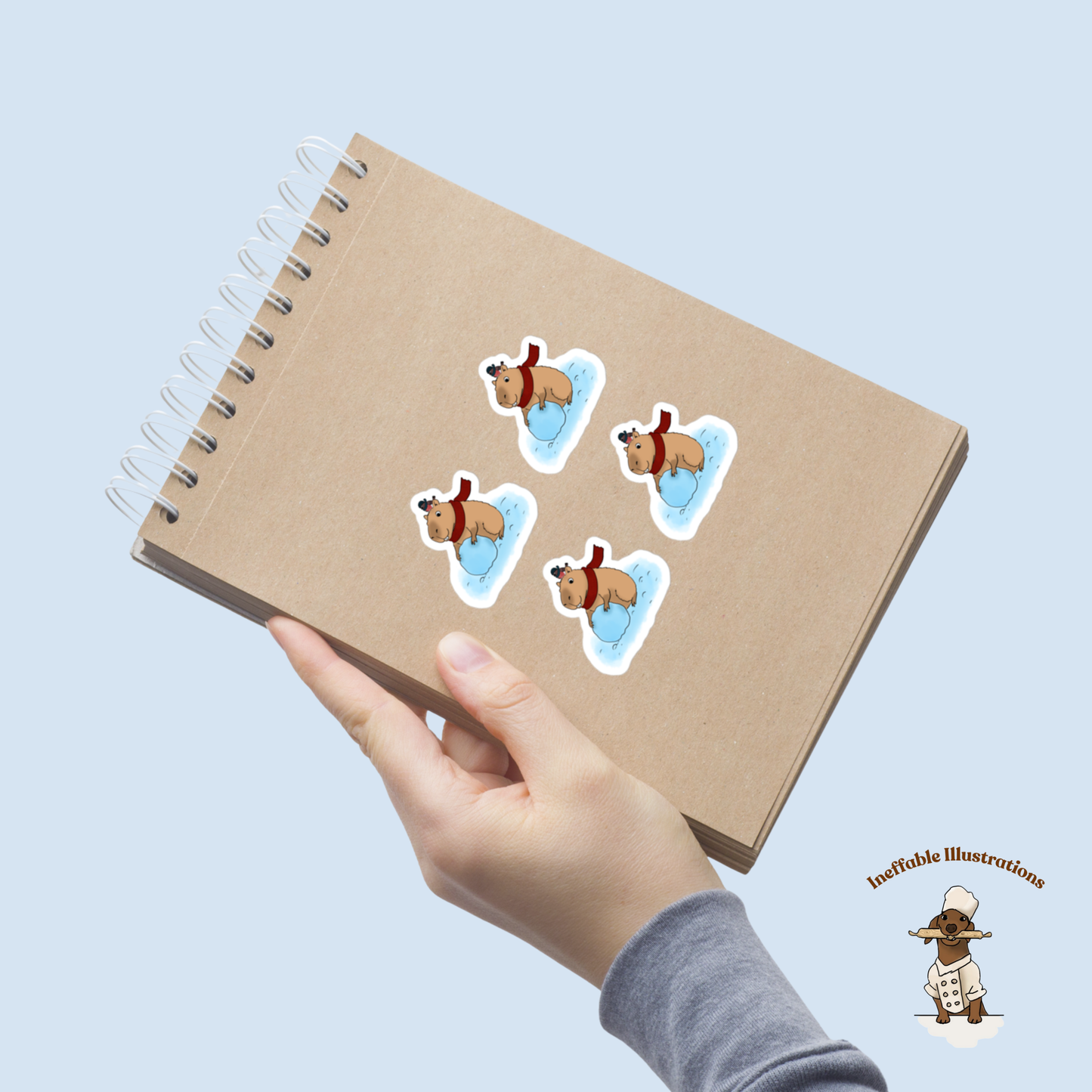 Jolly Capybara Christmas Sticker Set - 4 Festive Bubble-Free Vinyl Stickers