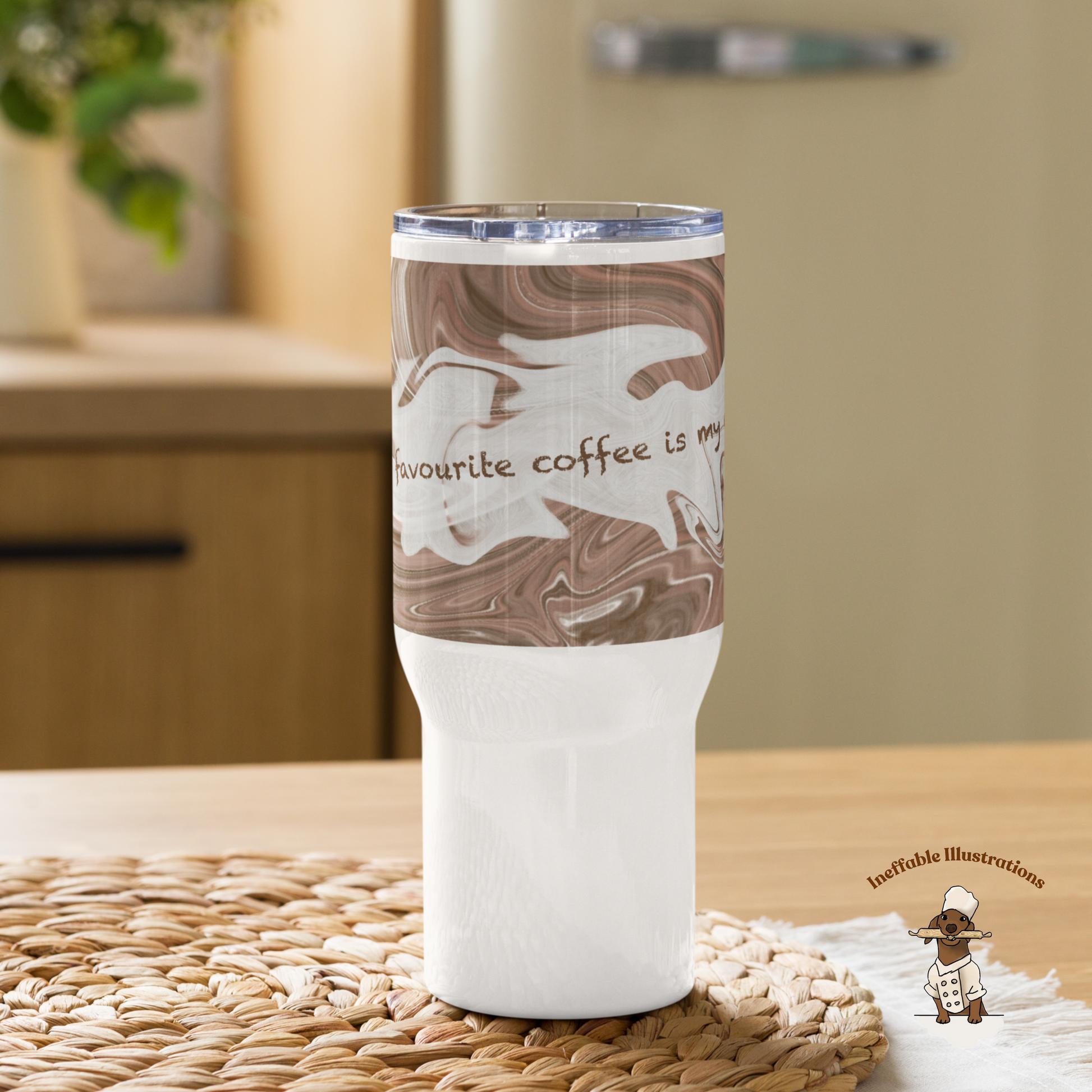 Travel Mug with Handle – My Favourite Coffee Is My Own – Reusable Coffee Cup for Hot Drinks, Portable Tea Cup Gift for Coffee Lovers - Ineffable Illustrations