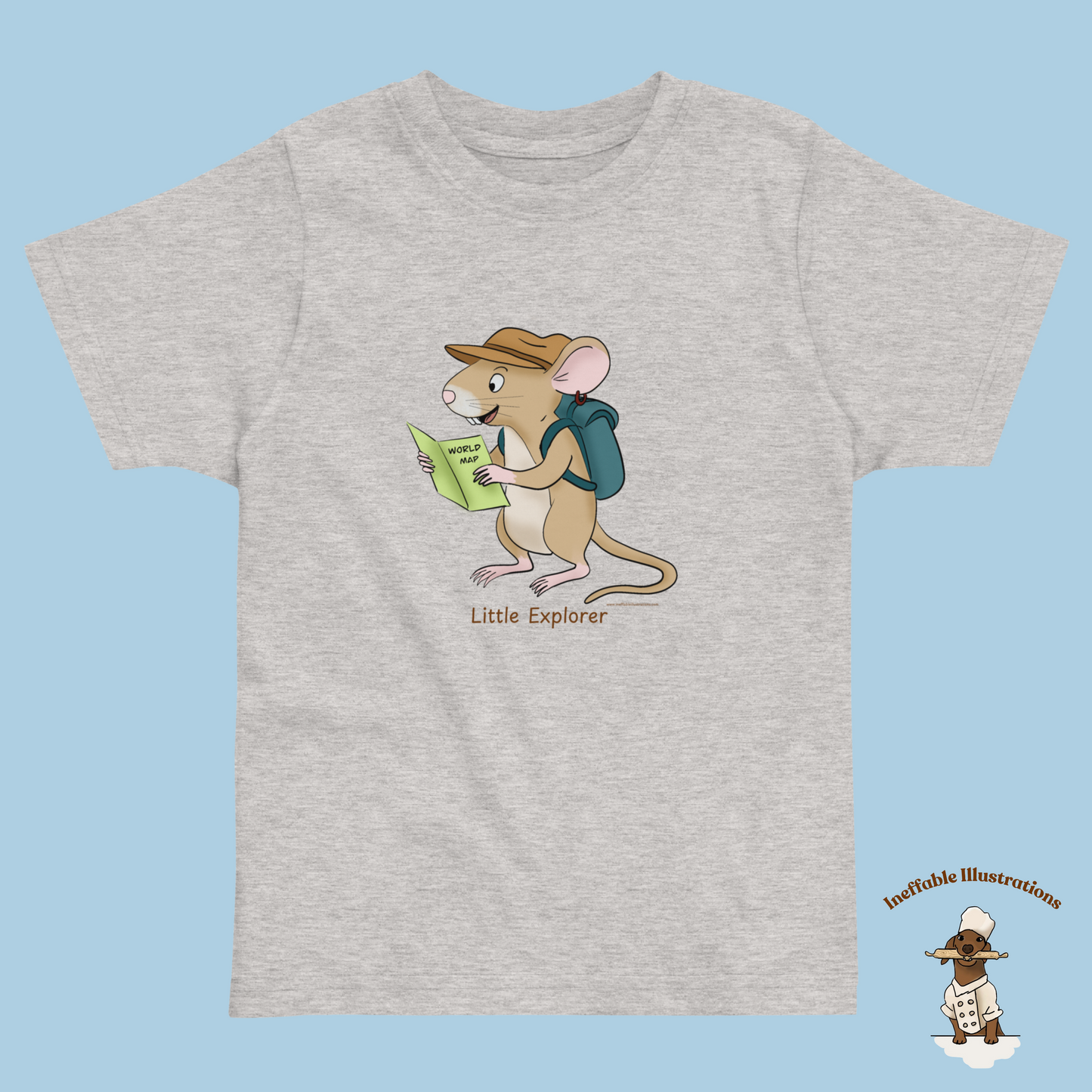 Toddler Jersey T-Shirt - Little Explorer Mouse Traveler