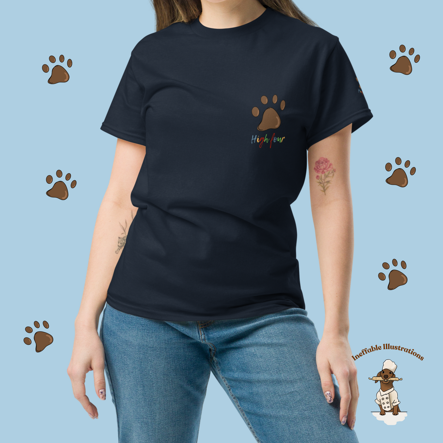 Dog Paw Tee - Unisex Classic T-Shirt for Dog Lovers and Dachshund Fans, Cute & Comfortable Pet Apparel, High Four with Your Furry Friend