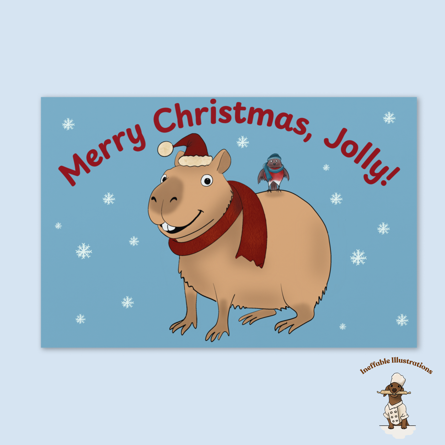 Personalized Christmas Greeting Card with Jolly the Capybara