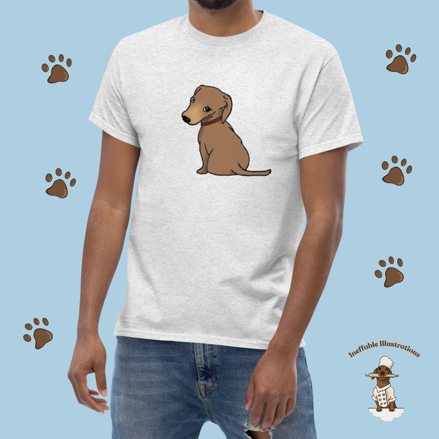 Shirt. Dachshund T-Shirt, Unisex Classic Tee with Cute Dachshund Oliver Design, Funny Pet Lover Gift, Dog Mom or Dad Apparel, Hand Drawn