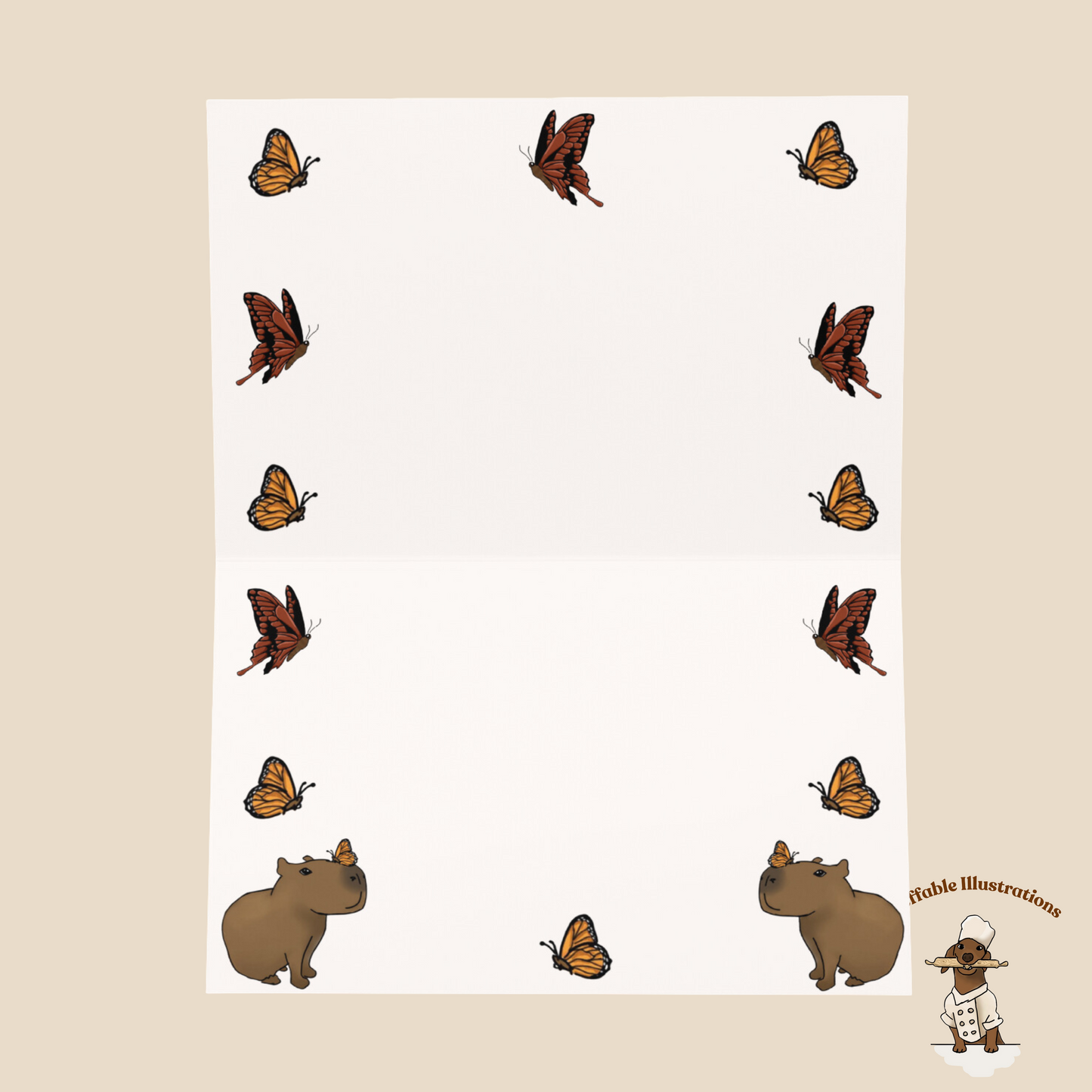 Capybara Birthday Card: Capybara Jolly Design with Butterflies, Cute Animal Greeting Card for Friends & Family, Unique Birthday Wishes