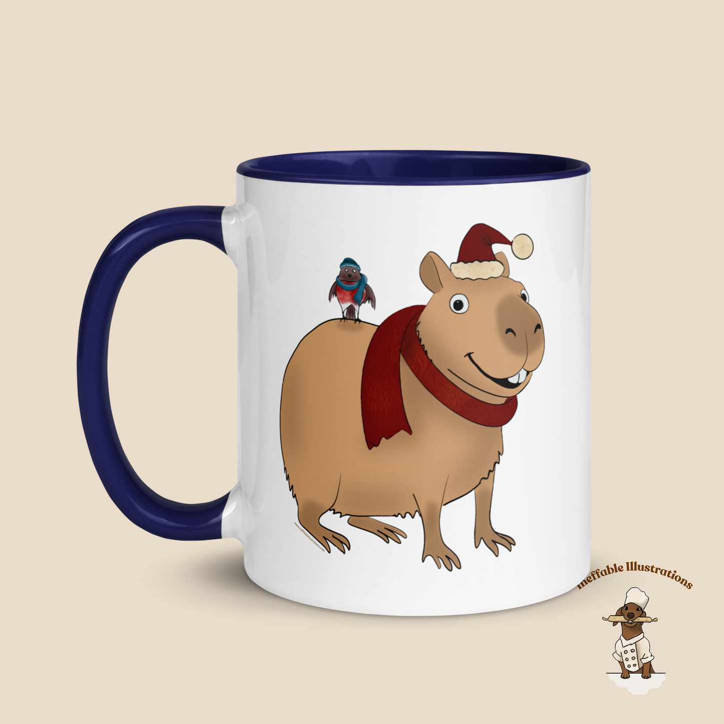 Christmas Jolly Capybara Mug with Santa Hat