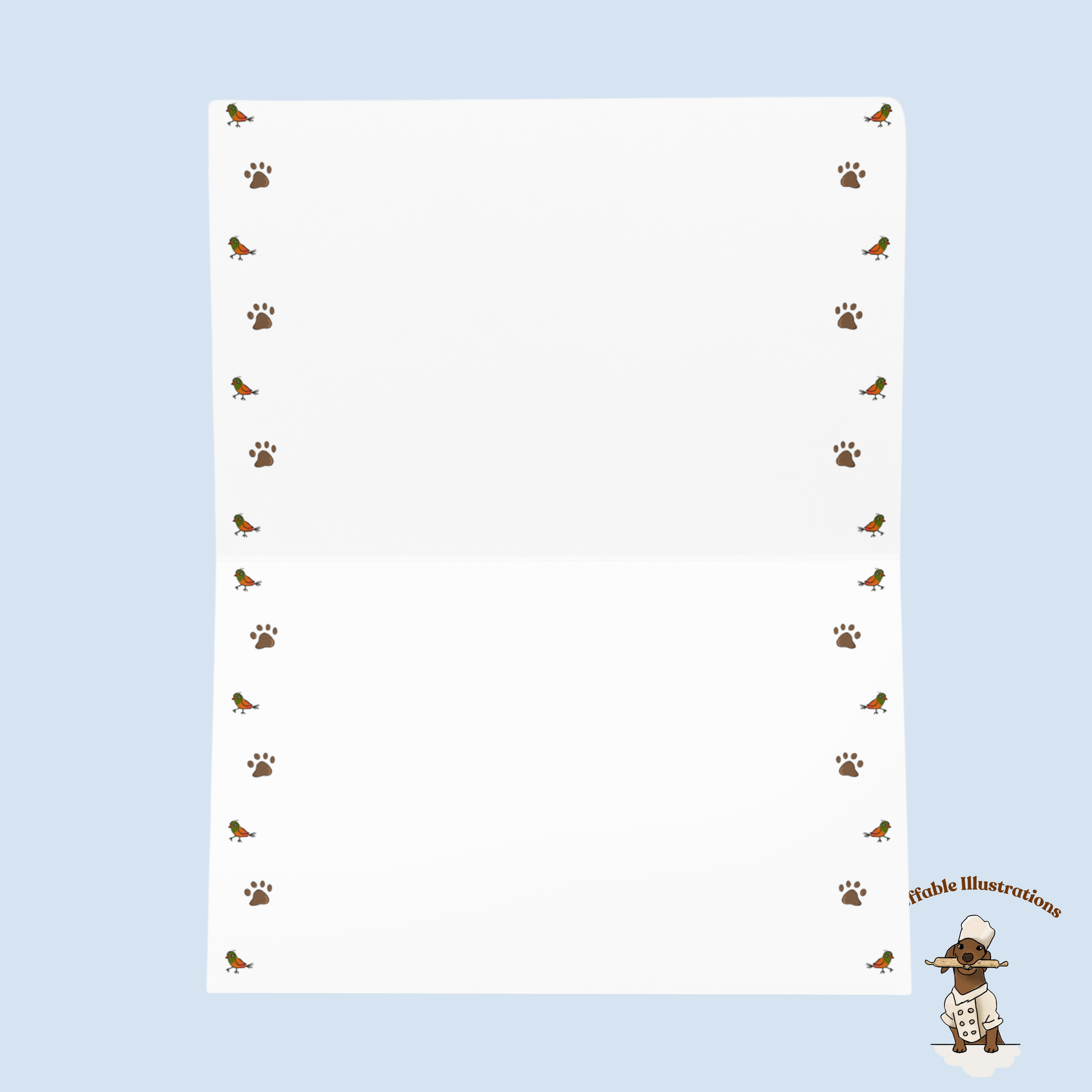 Personalized Birthday Card Dachshund Oliver with Balloon & Cute Bird, Custom Dog Greeting Card for Kids and Adults - Ineffable Illustrations