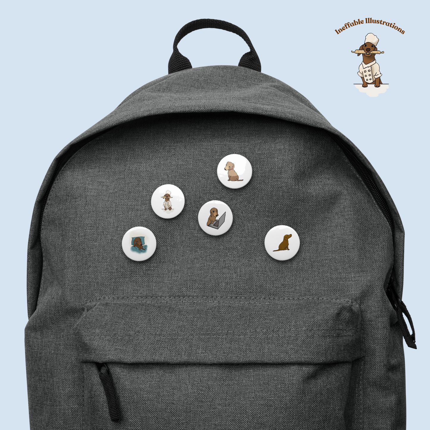 Dachshund Button Pins Set of Cute Oliver Enjoying Life | Fun Dog Accessories & Gifts for Pet Lovers