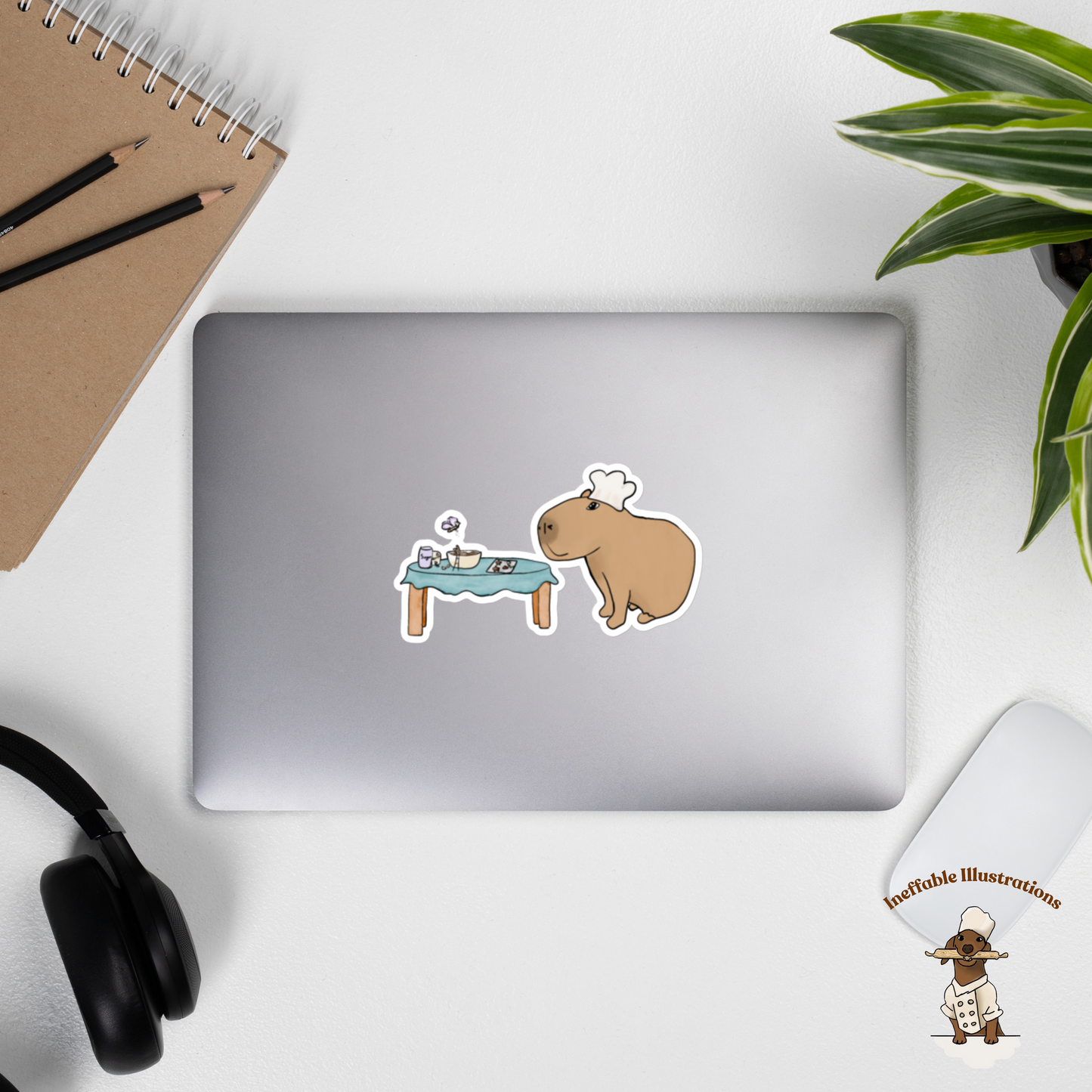 Capybara Chef Stickers Bubble Free Cute Animal Cooking Decals with Butterfly Caterpillar & Ant for Scrapbooking Planner Journals