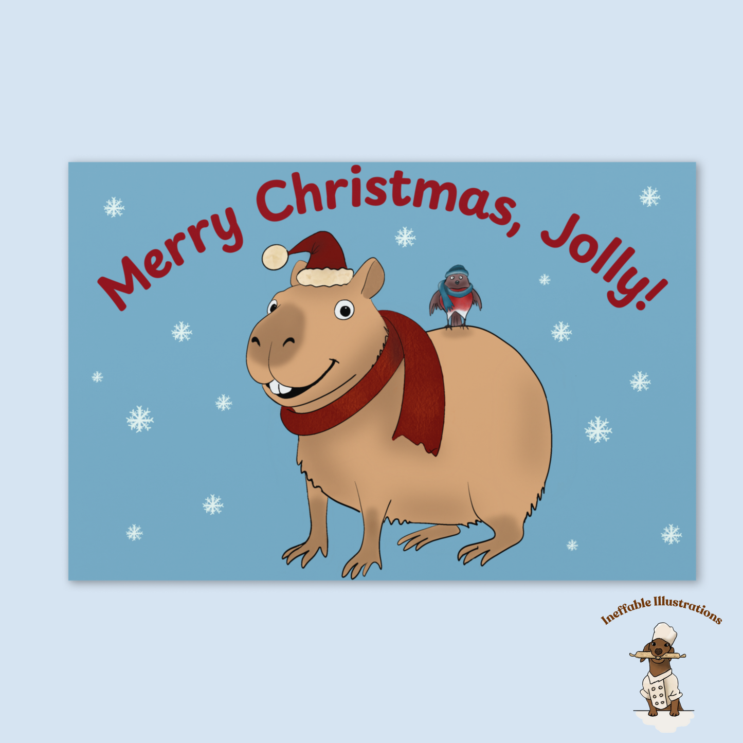 Personalized Christmas Greeting Card with Jolly the Capybara