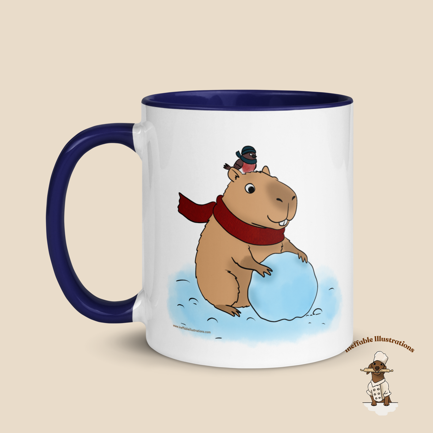 Christmas Jolly Capybara Mug with Color Inside