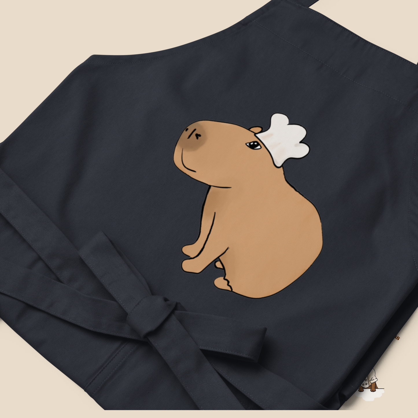 Organic Cotton Apron with Cute Chef Capybara Jolly | Perfect Gift for Animal Lovers & Cooking Enthusiasts