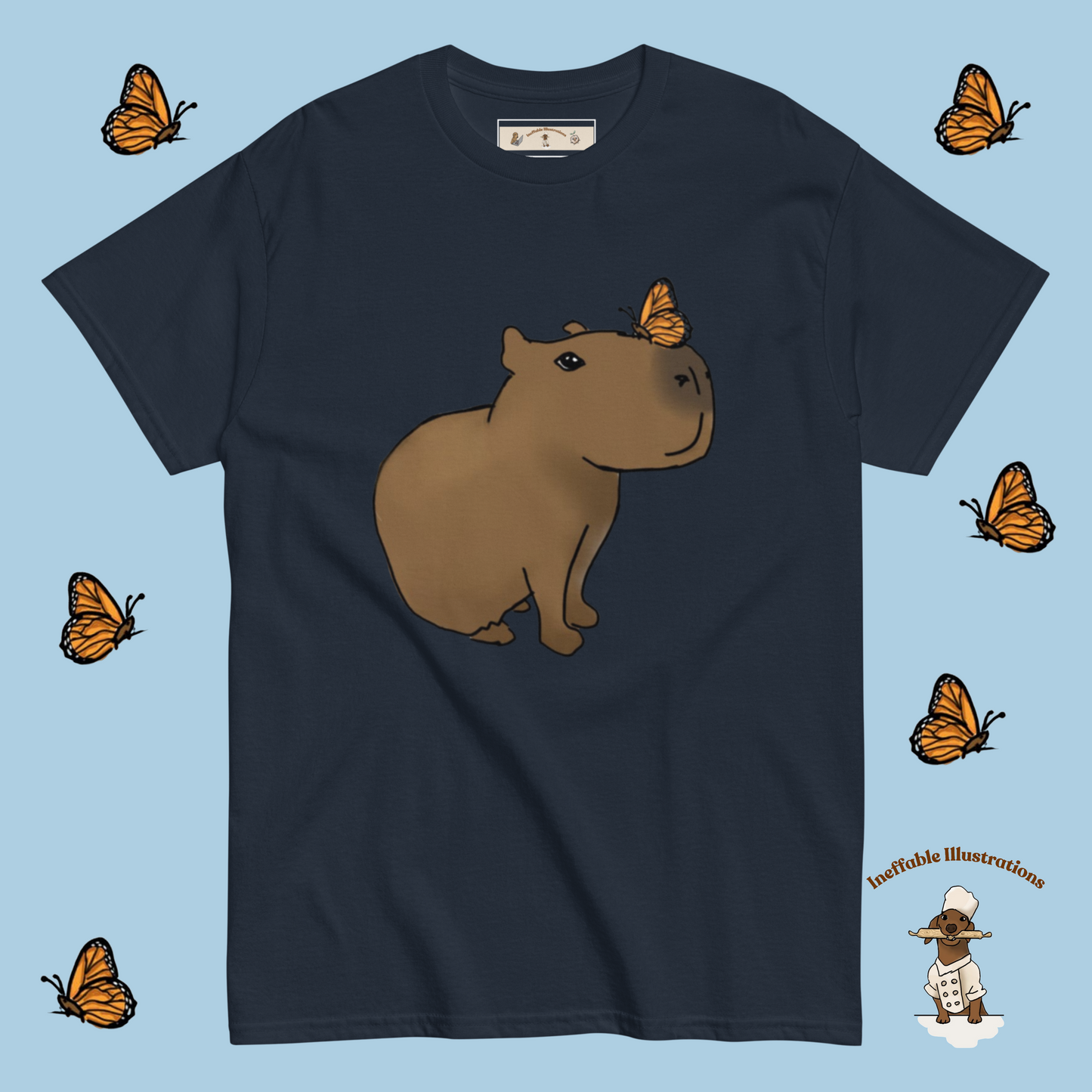 Shirt. Hand-Drawn Cute Capybara Jolly Shirt - 100% Cotton Unisex Shirt for Trendy Streetwear Looks