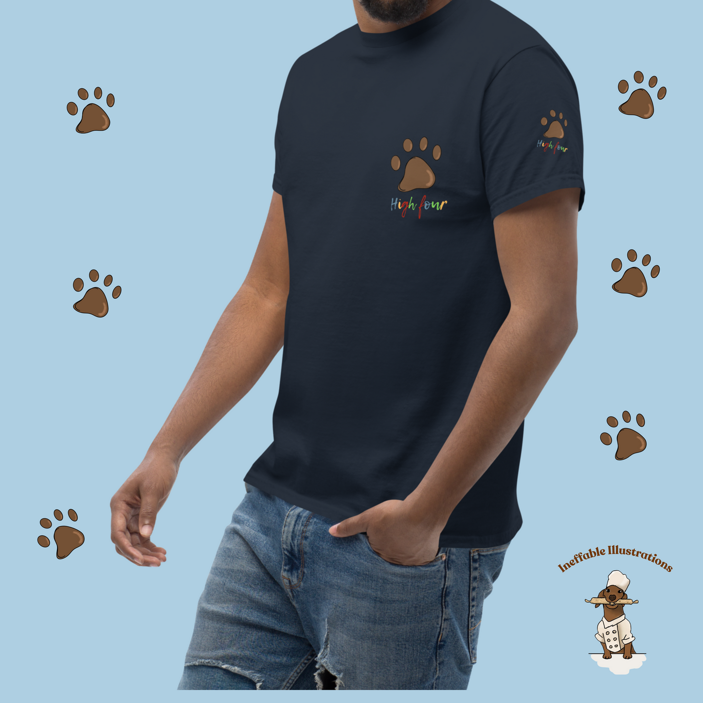 Dog Paw Tee - Unisex Classic T-Shirt for Dog Lovers and Dachshund Fans, Cute & Comfortable Pet Apparel, High Four with Your Furry Friend