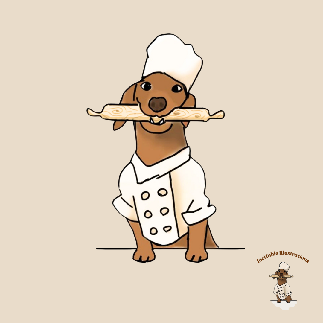 Mug. Enamel Mug "Oliver cooking". Cute Sausage Dog Chef Mug for Cooking & Coffee Lovers, Unique Gift for Dog Owners