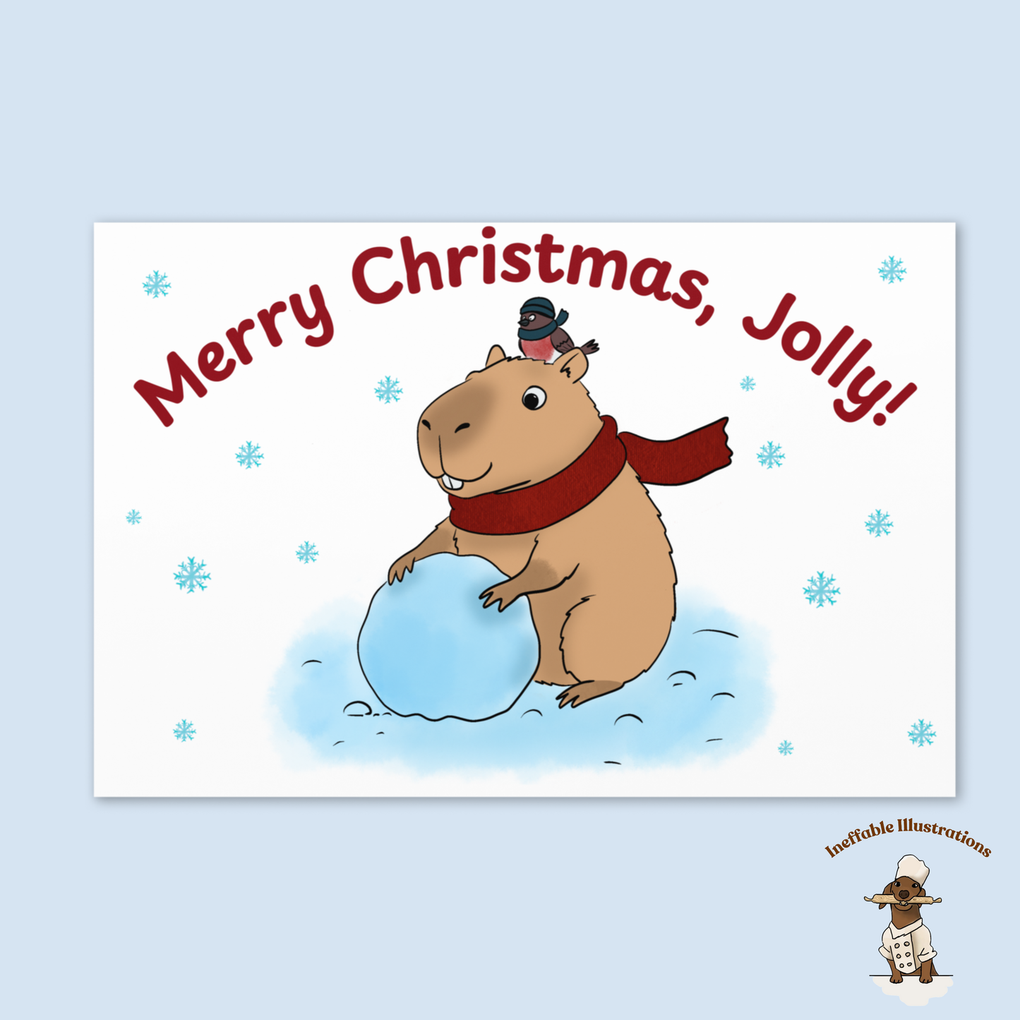 Personalized Capybara Christmas Card - Custom Name Holiday Greeting Card with Jolly
