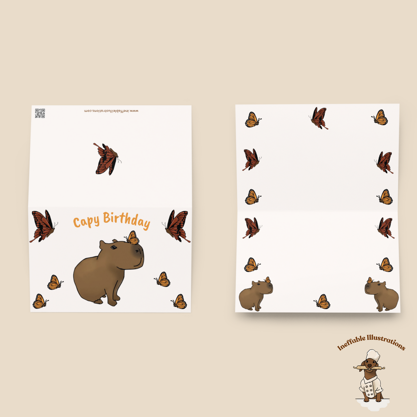 Capybara Birthday Card: Capybara Jolly Design with Butterflies, Cute Animal Greeting Card for Friends & Family, Unique Birthday Wishes