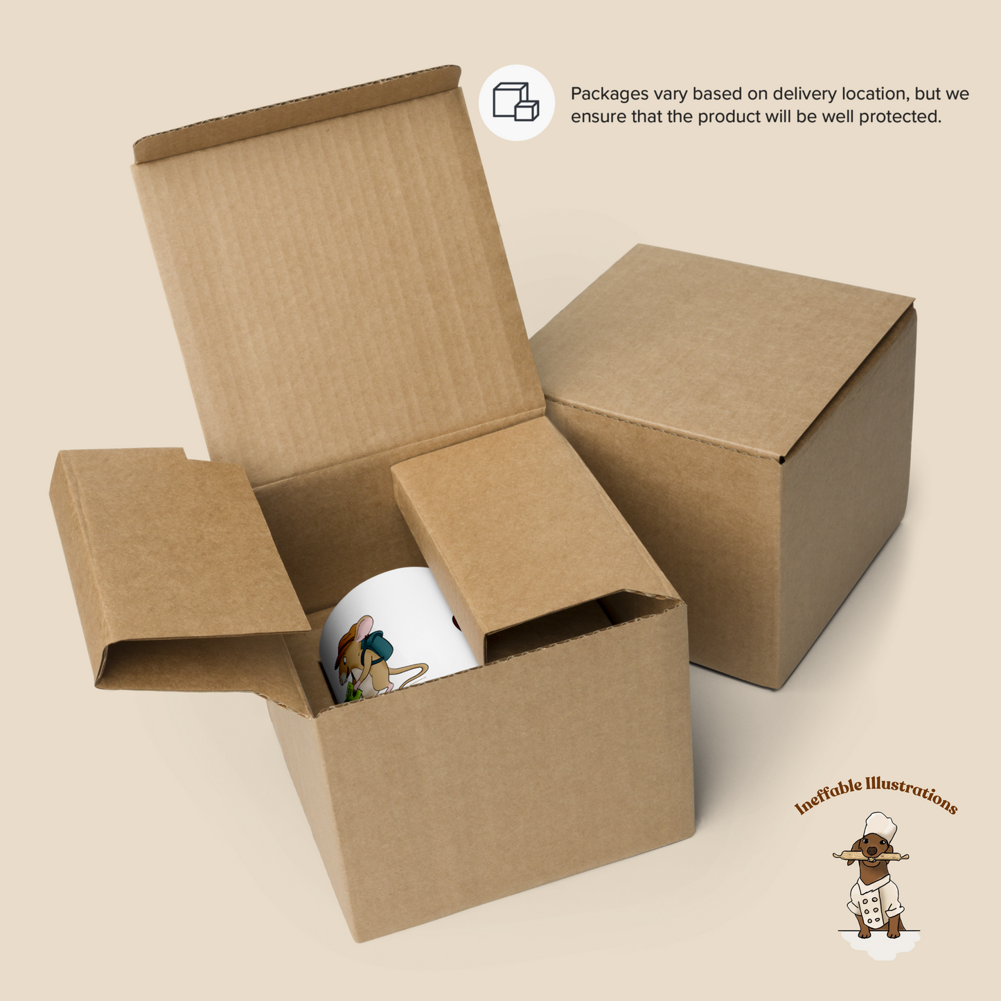 Mug with Color Inside - Little Traveler Mouse with Magnifying Glass & Compass