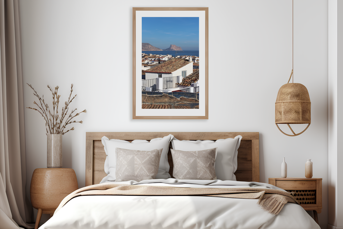 Mediterranean Spanish Town Photography Print, Sea & Mountains Artwork, Coastal Wall Decor, Landscape Photo, Home Decor Gift