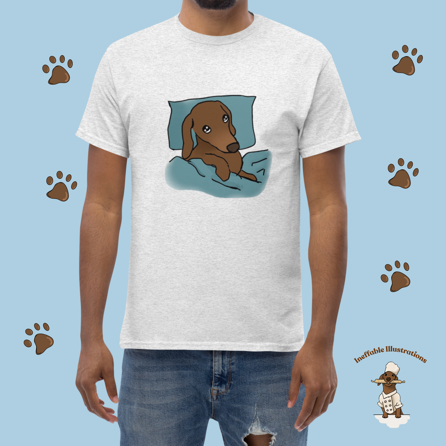 Shirt. Sleepy Dachshund Oliver Unisex Classic Tee, Cute Dog Lover Shirt, Funny Pet Gift, Comfortable Casual Wear for Dog Owners