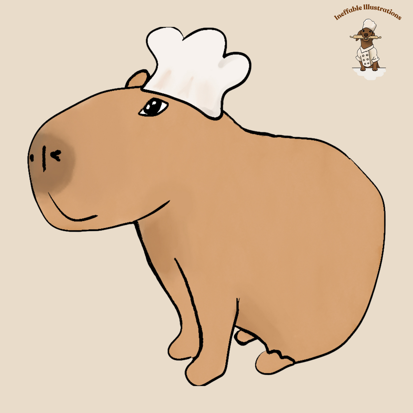 Organic Cotton Apron with Cute Chef Capybara Jolly | Perfect Gift for Animal Lovers & Cooking Enthusiasts