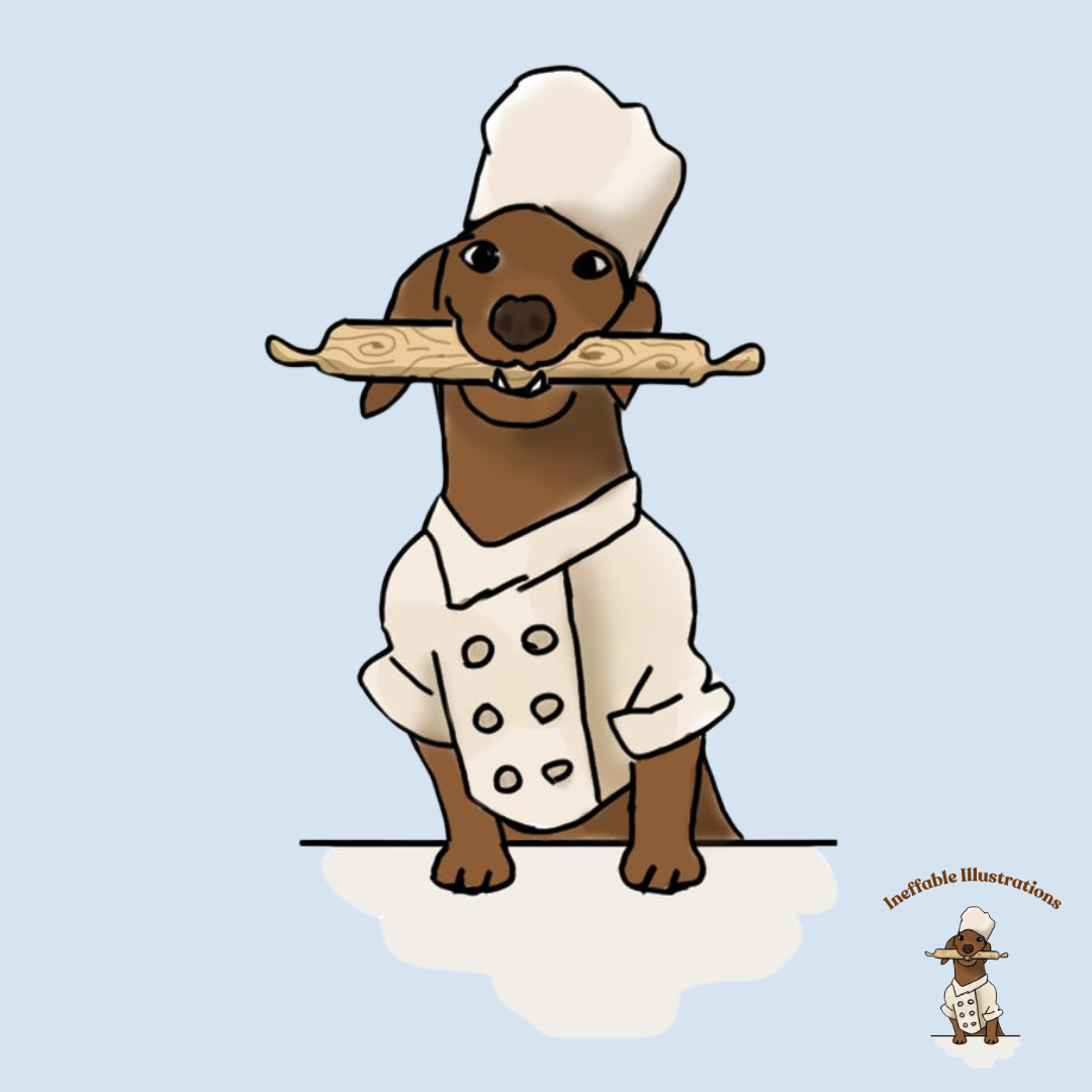 Stickers. Dachshund Chef Stickers Set | 4 Bubble-Free Durable Dog Lover Stickers for Laptop, Notebook & Luggage | Hand-Illustrated