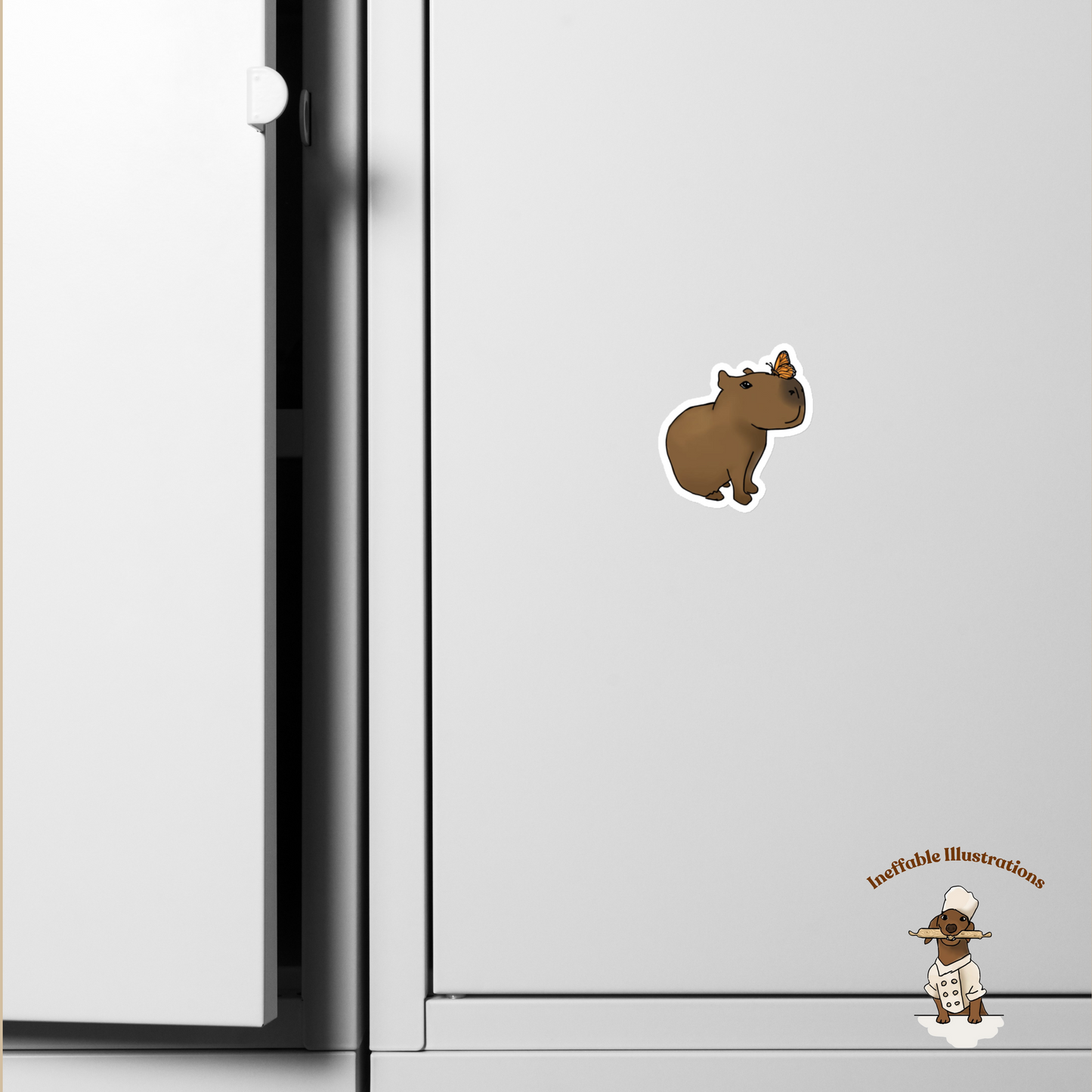 Capybara Magnet with Cute capybara Jolly & Butterfly design | Animal Lovers Gift, Fridge Decor, Cuteness Overload