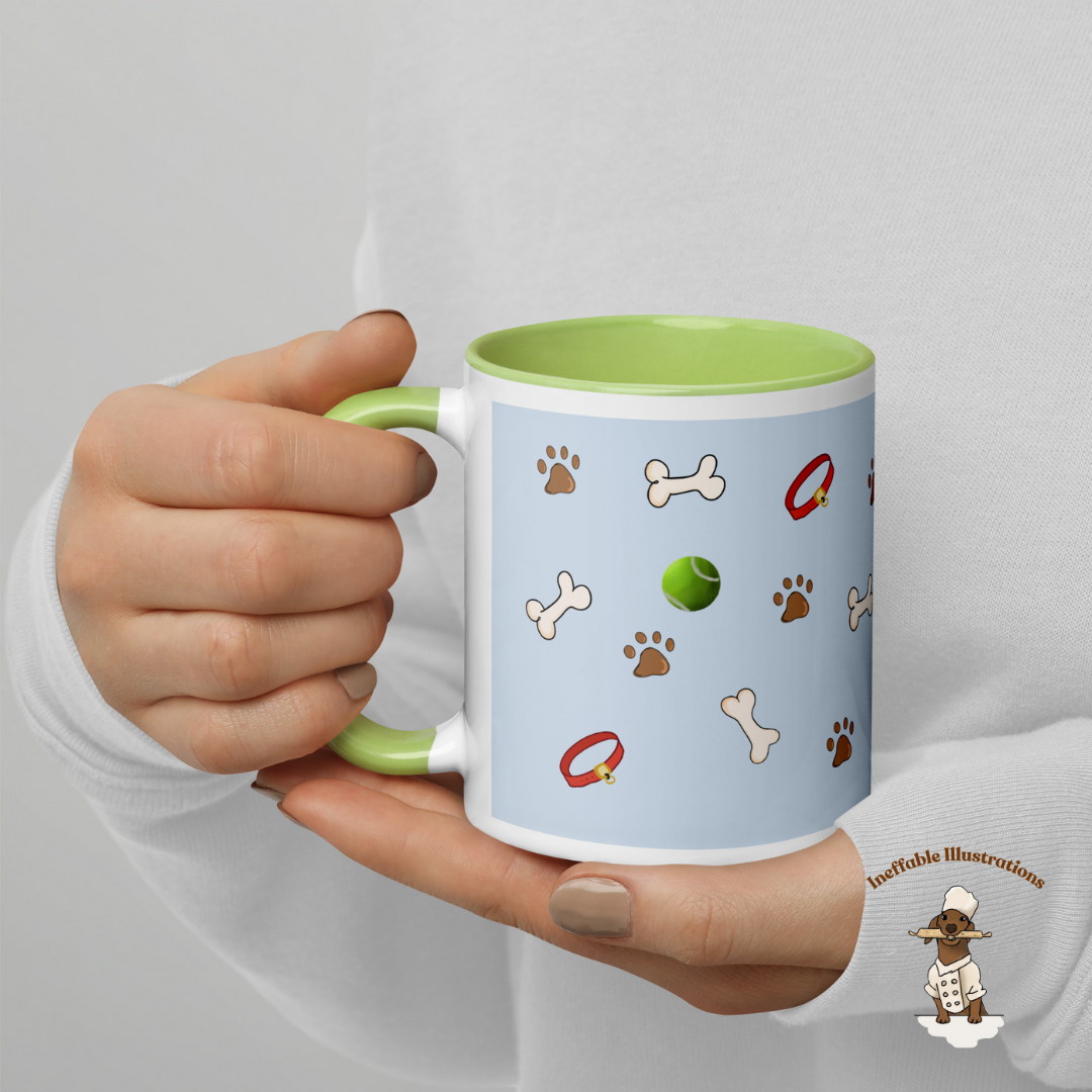 Mug: "Olivers joys". Dog Lover Mug | Color Inside Coffee Cup, Unique Gift for Dog Owners, Fun Hand-Illustrated Ceramic