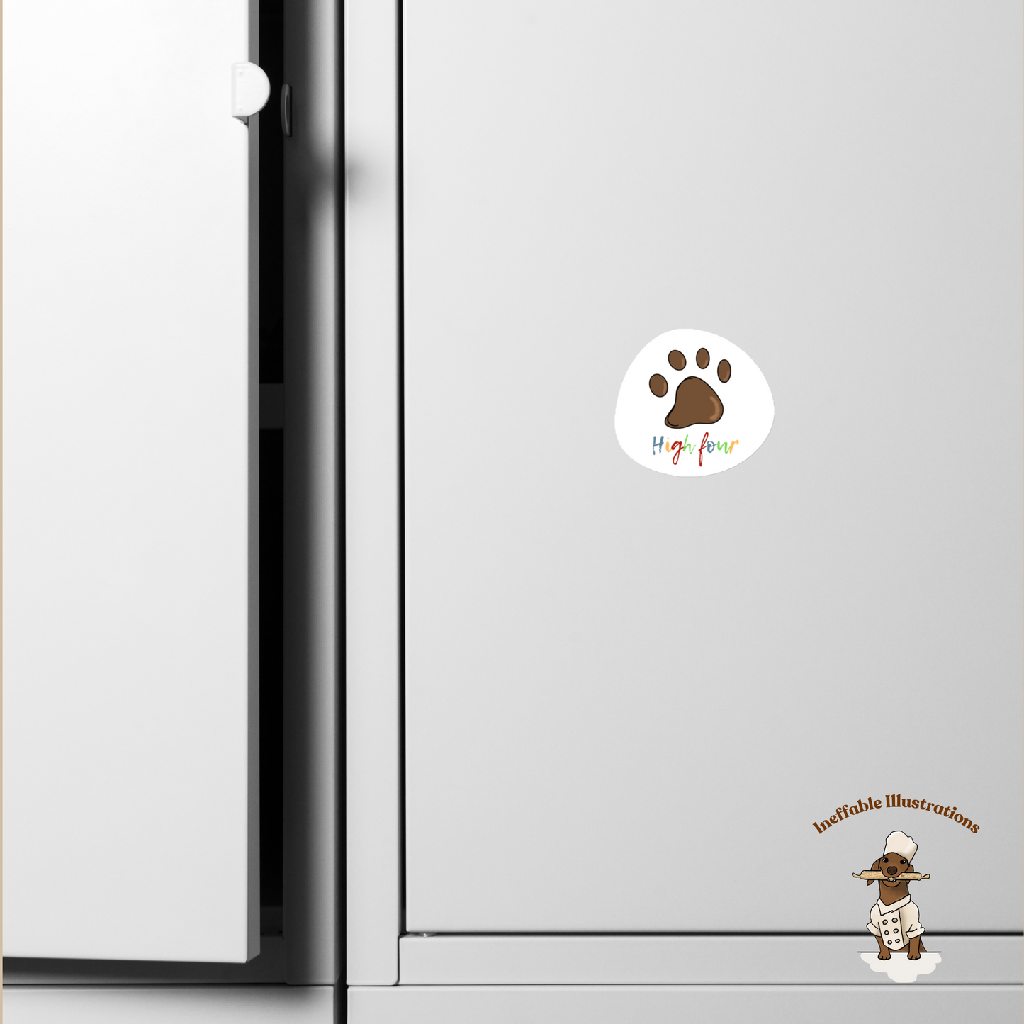 Dog Paw Magnet with High Four Quote, Cute Pet Lover Gift, Dog-Themed Decor, Fun Refrigerator Magnet for Animal Lovers