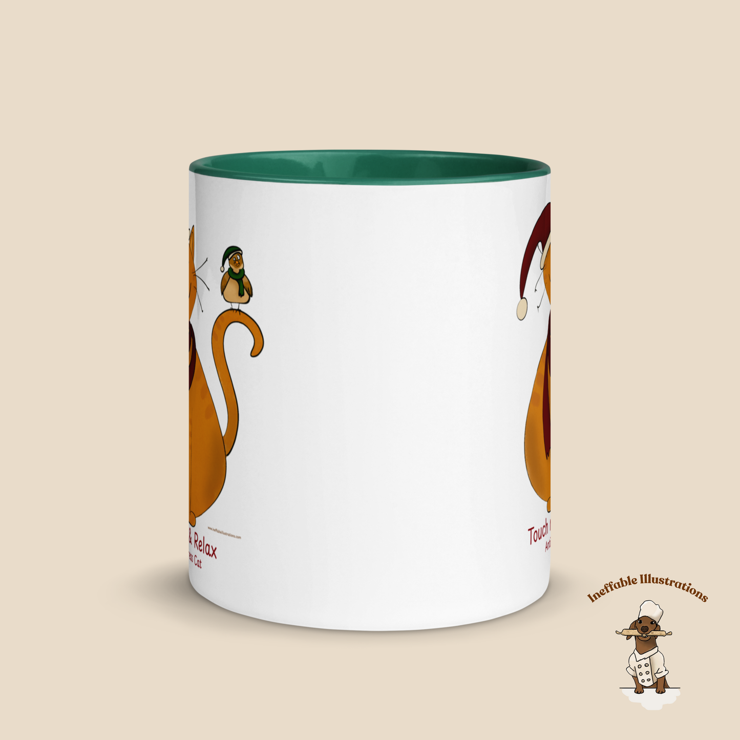 Christmas Anti-Stress Cat Mug - Touch Me & Relax Anti-Stress