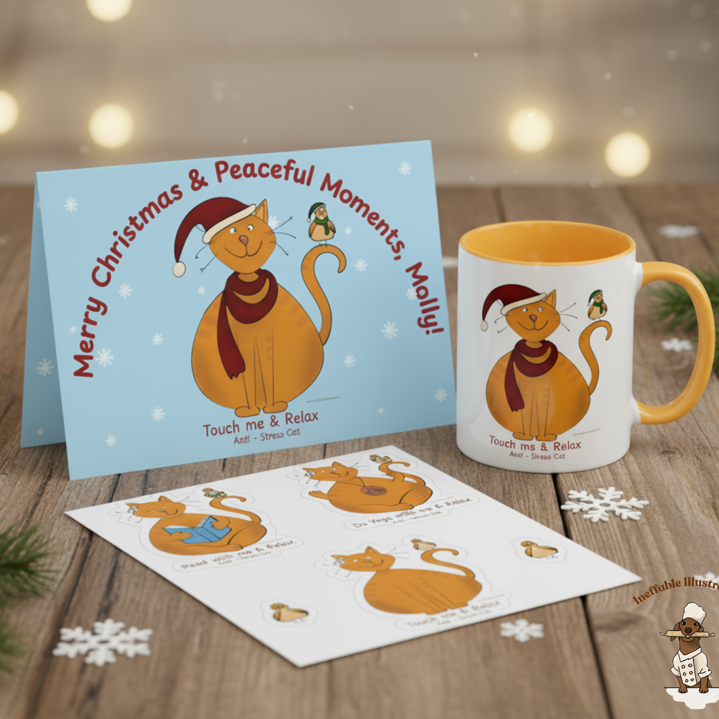 Personalized Christmas Cat Gift Set - Anti-Stress Cat Bundle