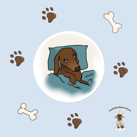 Sticker: Sleepy and lazy dachshund Oliver. Cute Dachshund Design, Lazy Dog Lovers Gift, Funny Pet Decal, Waterproof Vinyl Art - Ineffable Illustrations