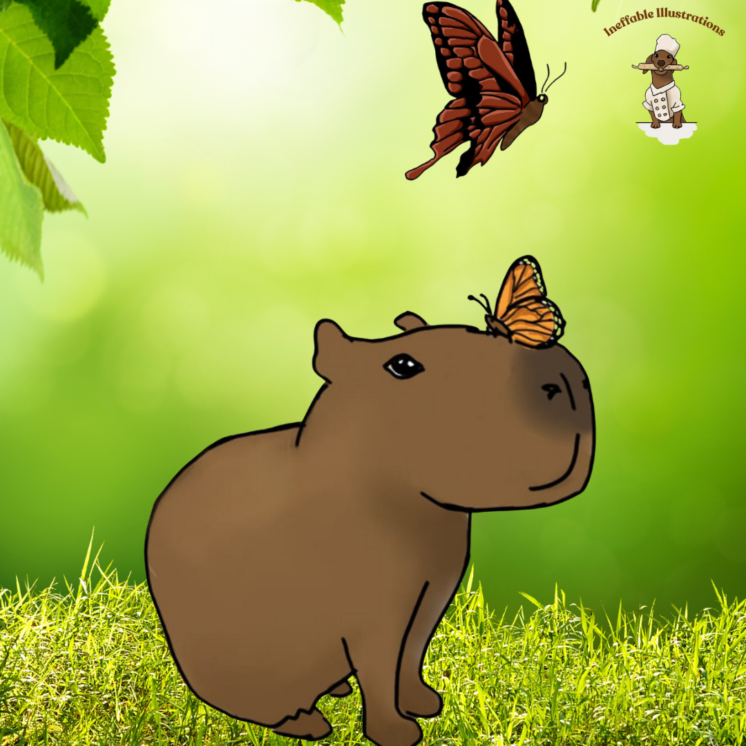 IPhone case "Cute Capybara Jolly and Butterflies". Tough Case for iPhone® Drawn by hand. - Ineffable Illustrations