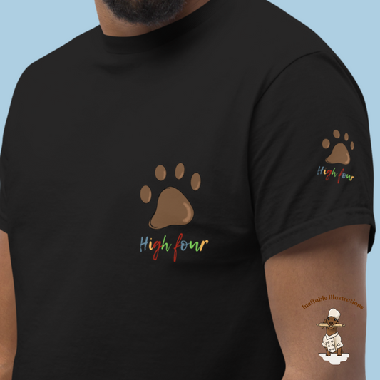 Dog Paw Tee - Unisex Classic T-Shirt for Dog Lovers and Dachshund Fans, Cute & Comfortable Pet Apparel, High Four with Your Furry Friend - Ineffable Illustrations