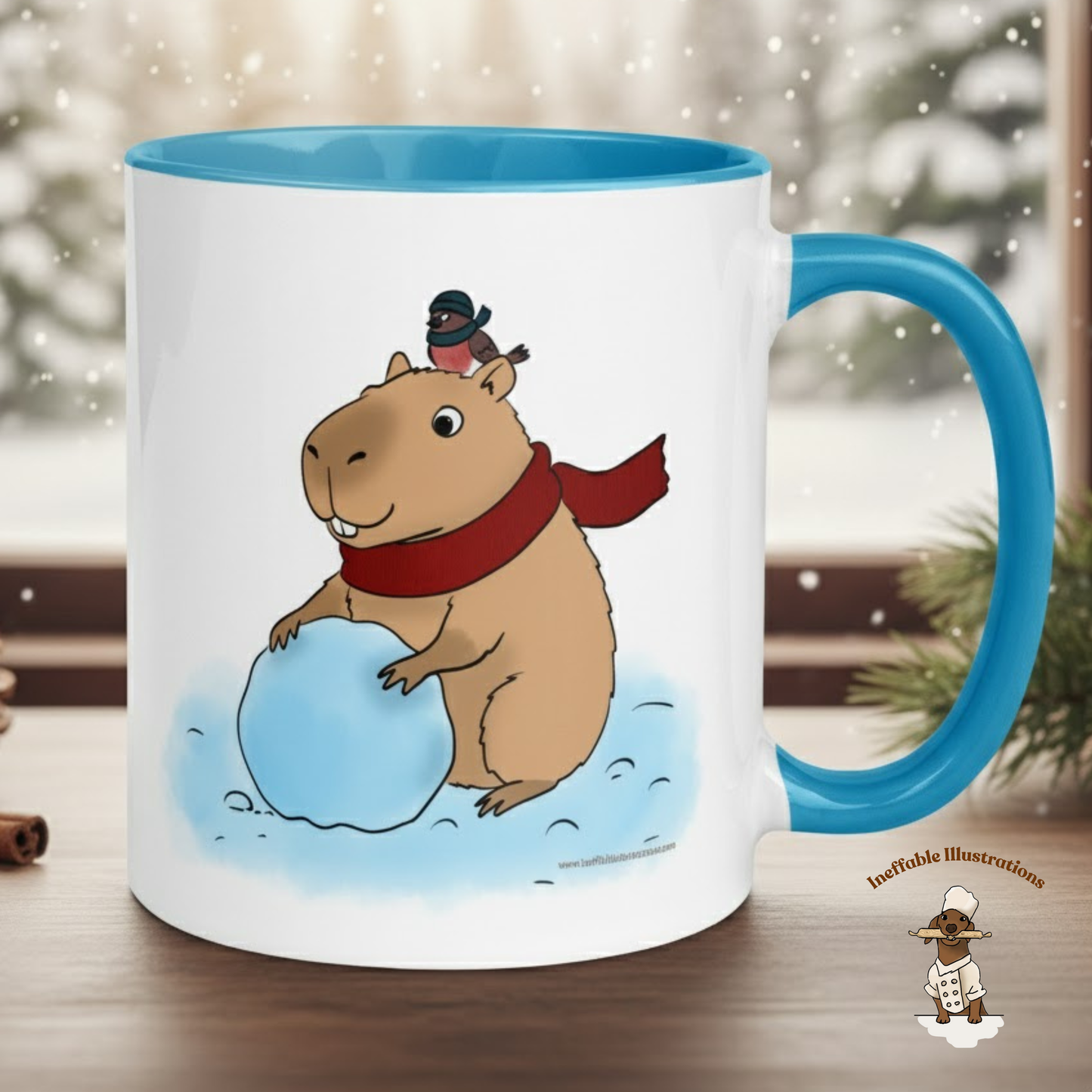 Christmas Jolly Capybara Mug with Color Inside