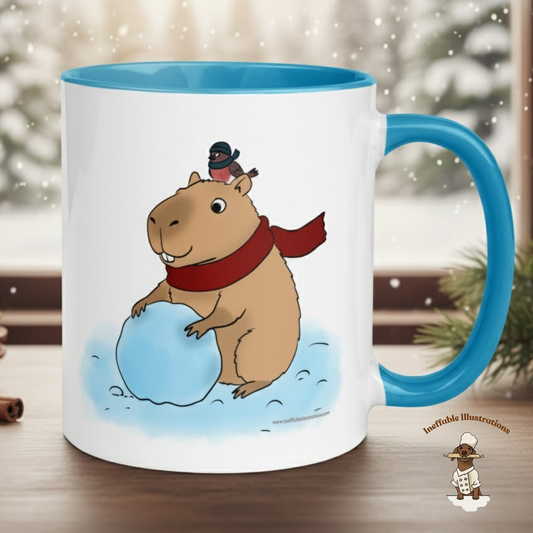 Christmas Jolly Capybara Mug with Color Inside