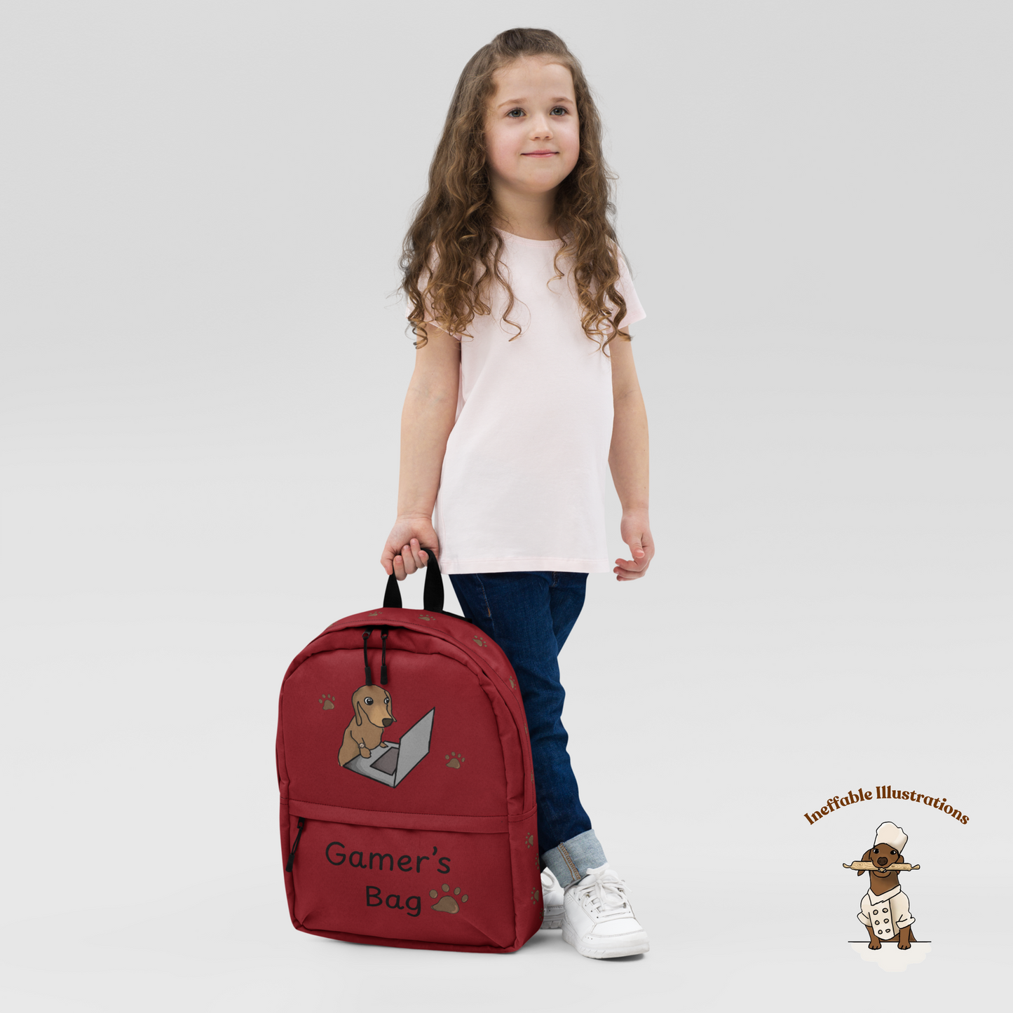 Gamer's Bag - Cute Dachshund Oliver Backpack for Dog Lovers | Gaming Backpack for School & Travel | Unique Pet Lover Gift - Ineffable Illustrations
