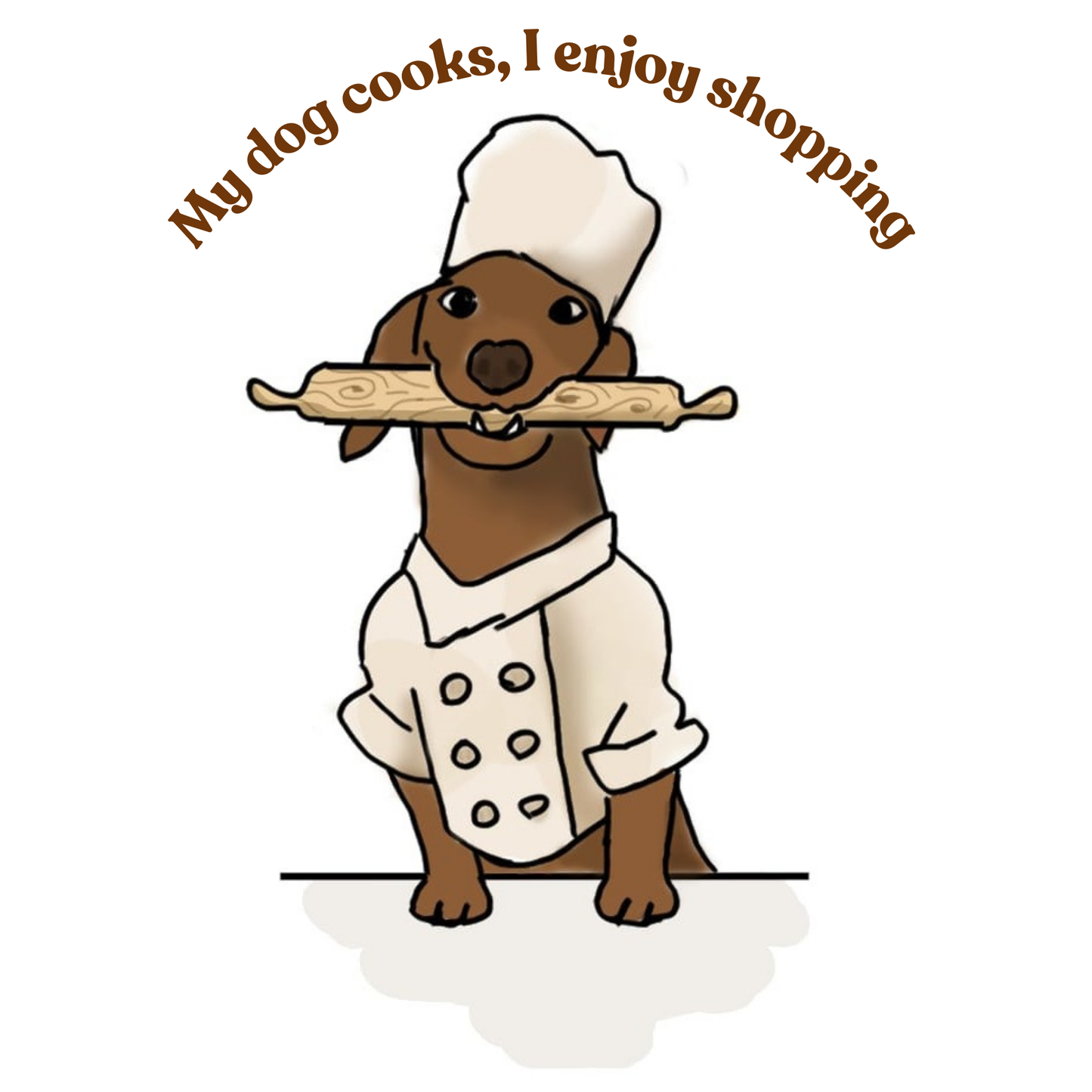 Eco Tote Bag with Cute Dachshund Chef Oliver | My Dog Cooks, I Enjoy Shopping | Reusable Grocery Bag, Pet Lover Gift - Ineffable Illustrations