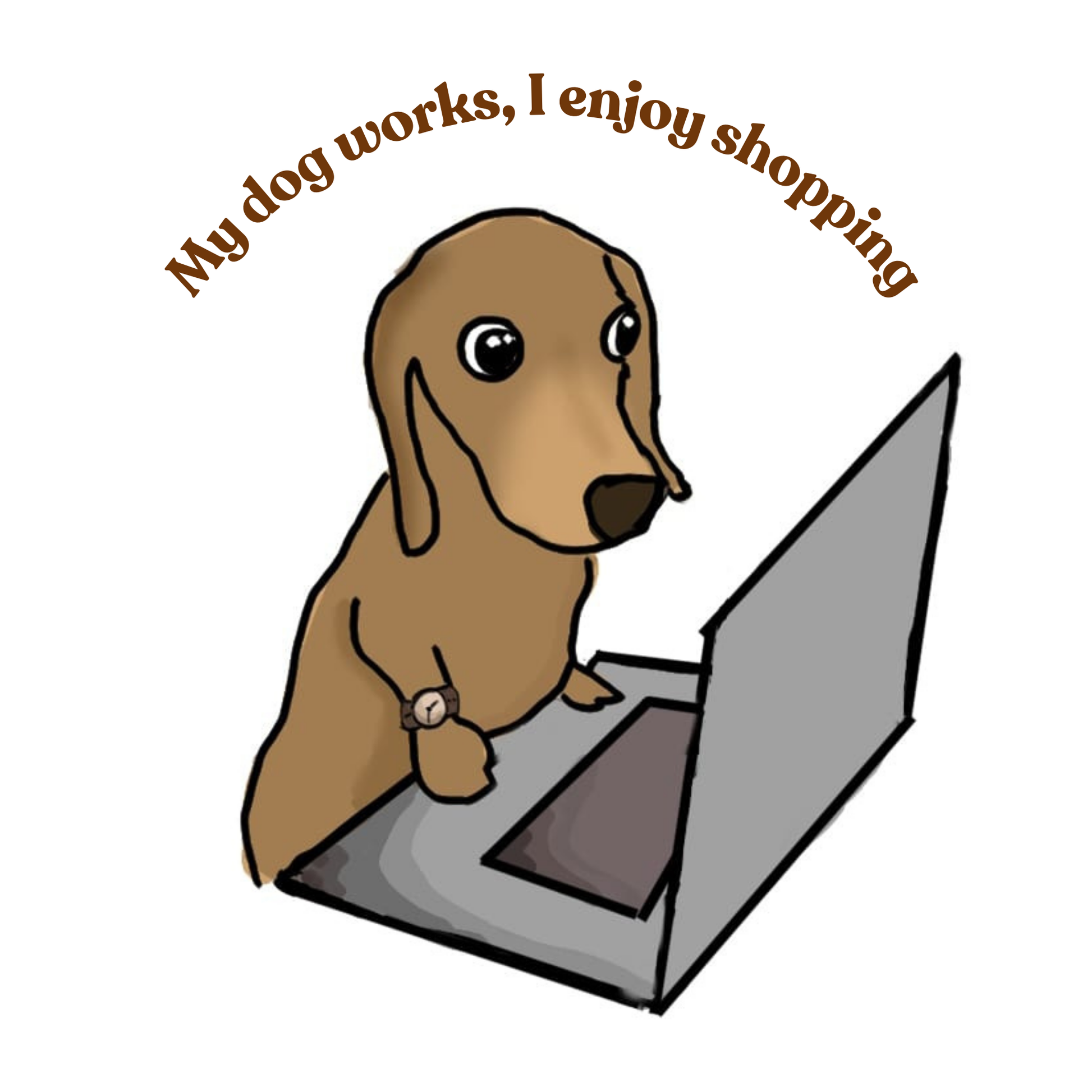 Eco Tote Bag: Dachshund Working on Computer, Cute Gift for Workaholic, Reusable Shopping Bag, Pet Lover Tote, Eco-Friendly Gift - Ineffable Illustrations